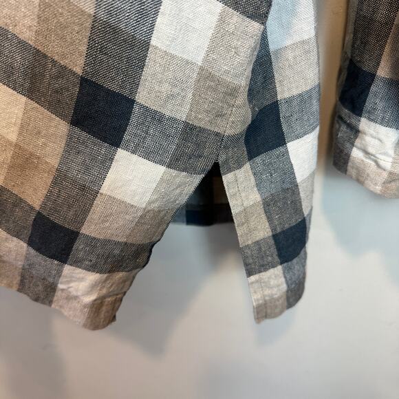 Orvis Linen Check Gingham Button Down Top Shirt Shacket Women's 18 XXL 2X 2XL - Picture 6 of 10